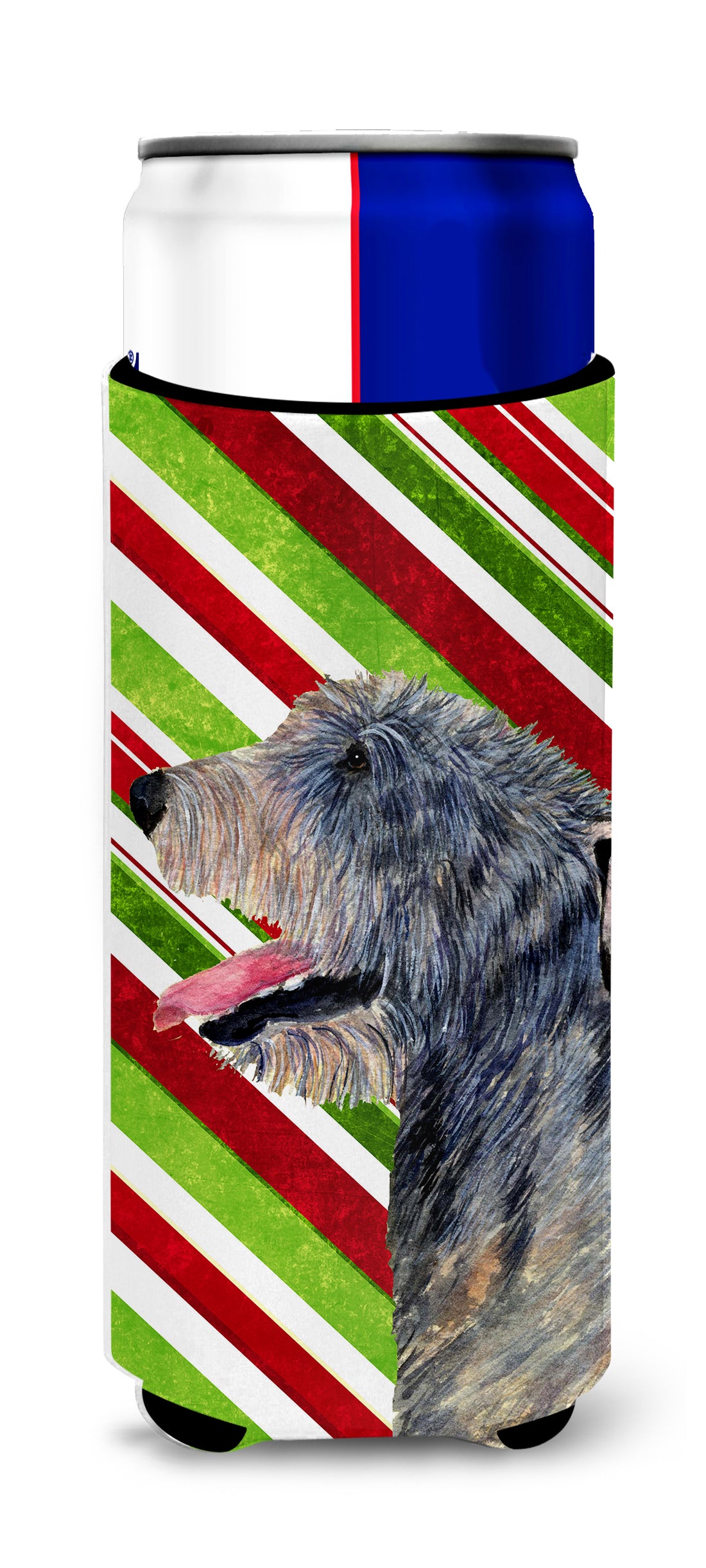Irish Wolfhound Candy Cane Holiday Christmas Ultra Beverage Insulators for slim cans SS4575MUK.