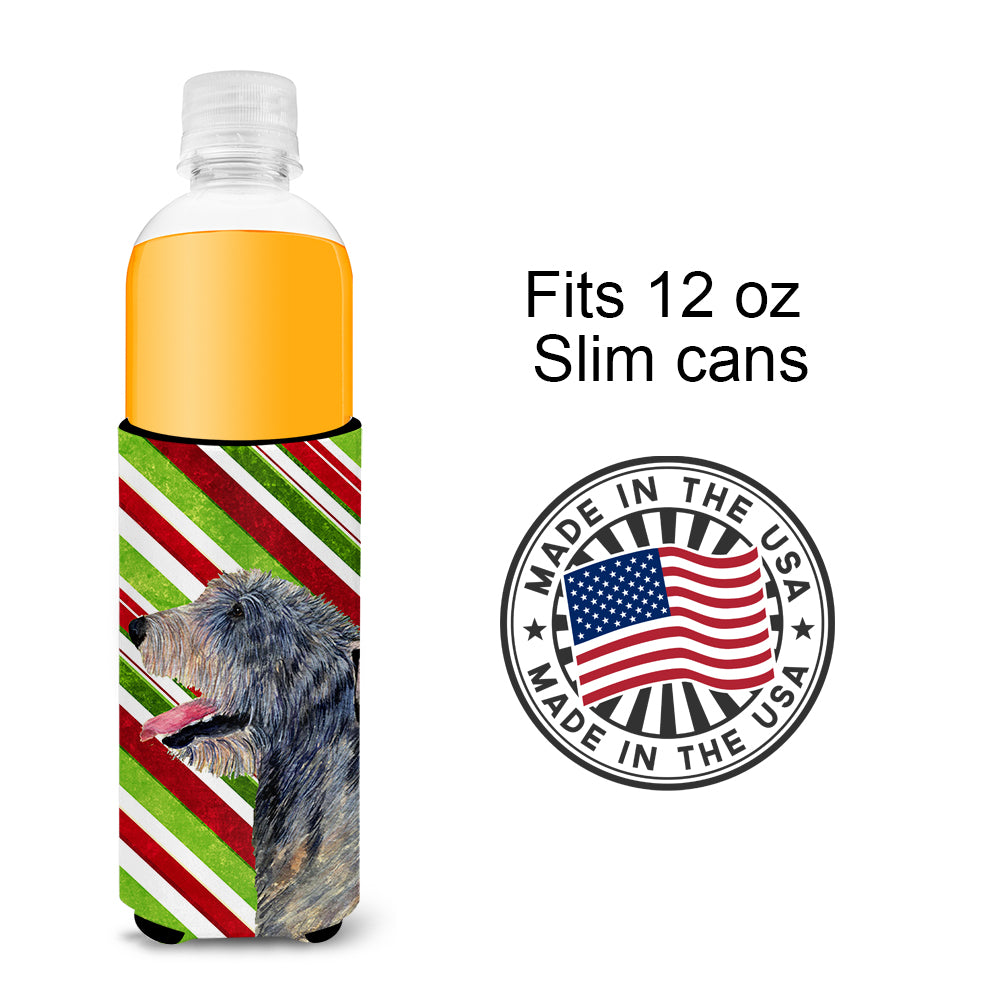 Irish Wolfhound Candy Cane Holiday Christmas Ultra Beverage Insulators for slim cans SS4575MUK.
