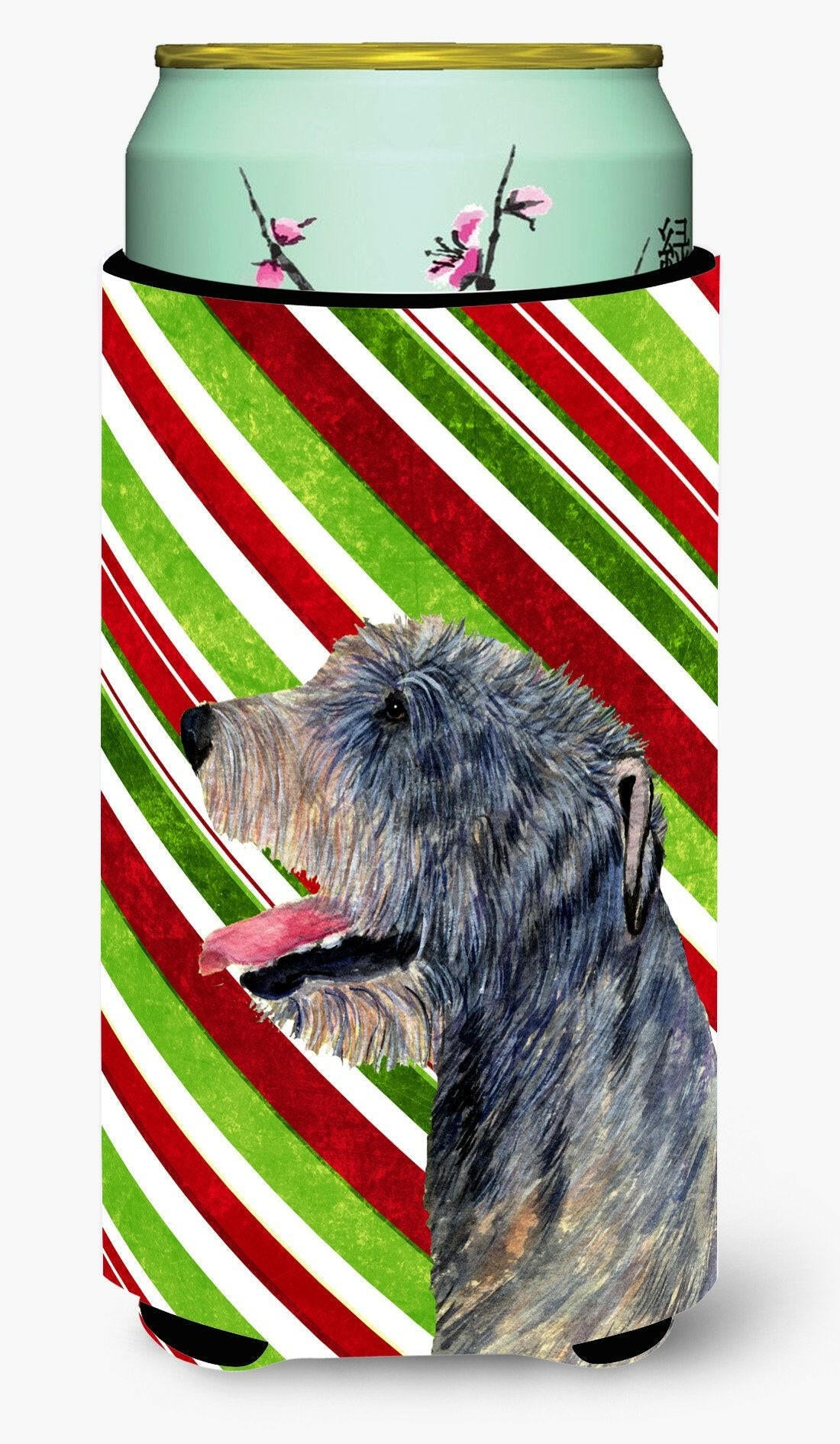 Irish Wolfhound Candy Cane Holiday Christmas  Tall Boy Beverage Insulator Beverage Insulator Hugger by Caroline's Treasures