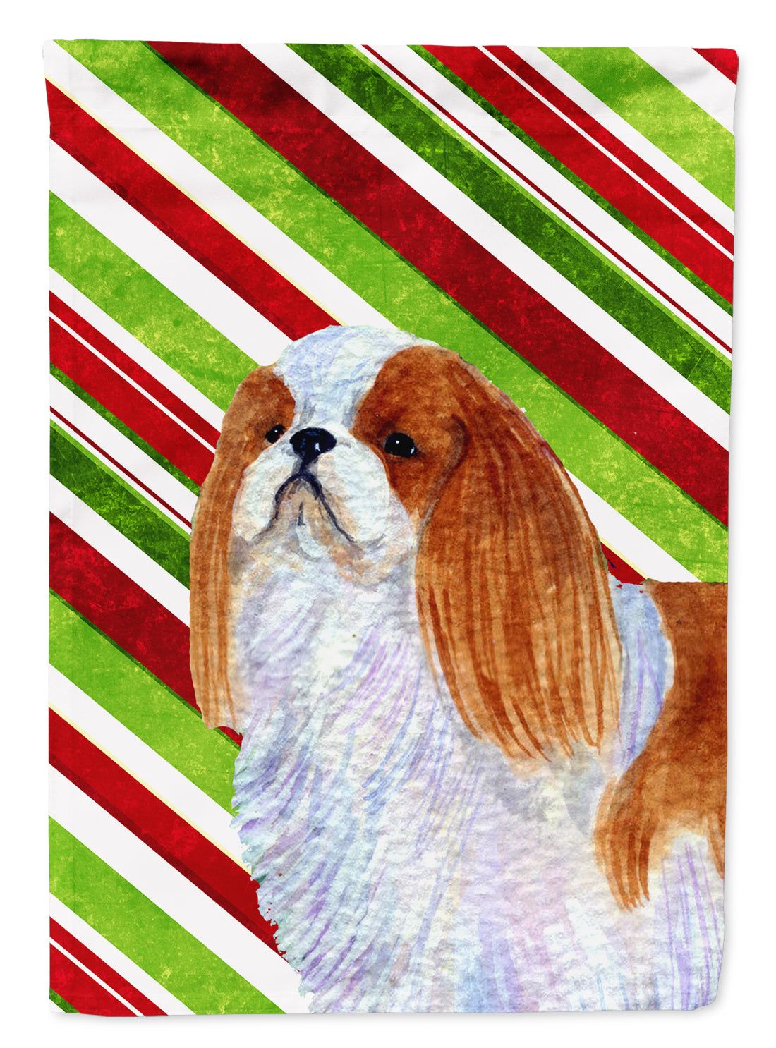 English Toy Spaniel Candy Cane Holiday Christmas Flag Canvas House Size