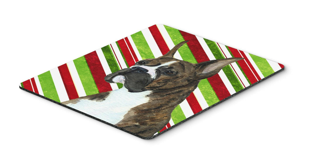 Boxer Candy Cane Holiday Christmas Mouse Pad, Hot Pad or Trivet by Caroline&#39;s Treasures
