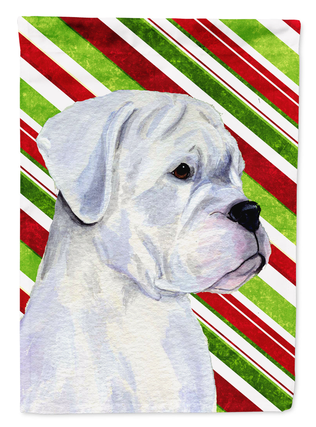 Boxer Candy Cane Holiday Christmas Flag Canvas House Size