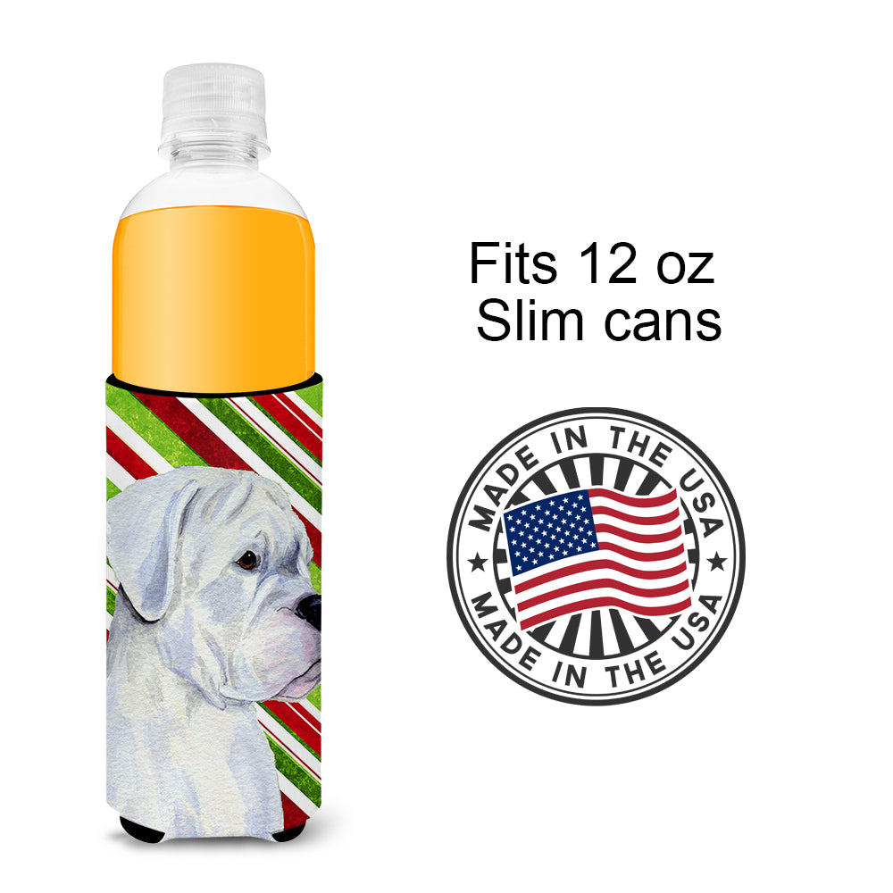Boxer Candy Cane Holiday Christmas Ultra Beverage Insulators for slim cans SS4578MUK.