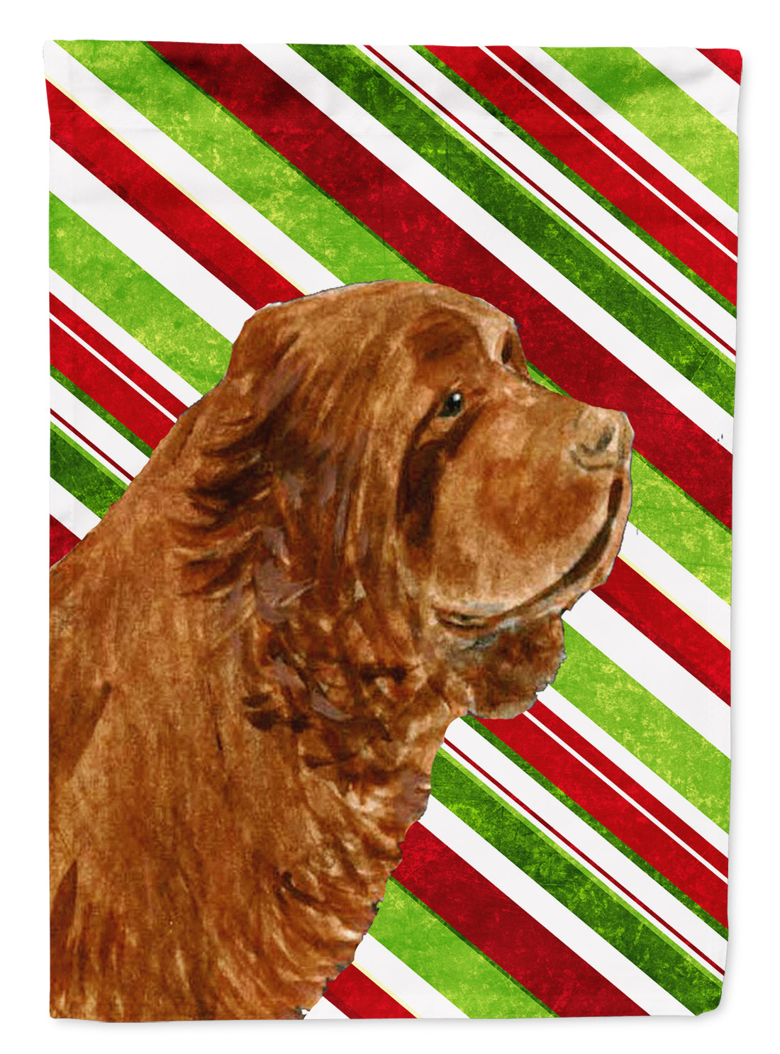 Sussex Spaniel Candy Cane Holiday Christmas Flag Canvas House Size  the-store.com.