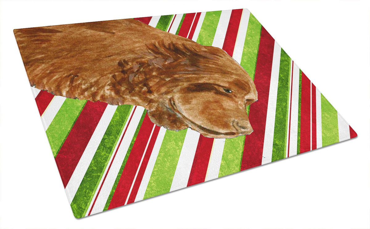 Sussex Spaniel Candy Cane Holiday Christmas Glass Cutting Board Large by Caroline&#39;s Treasures
