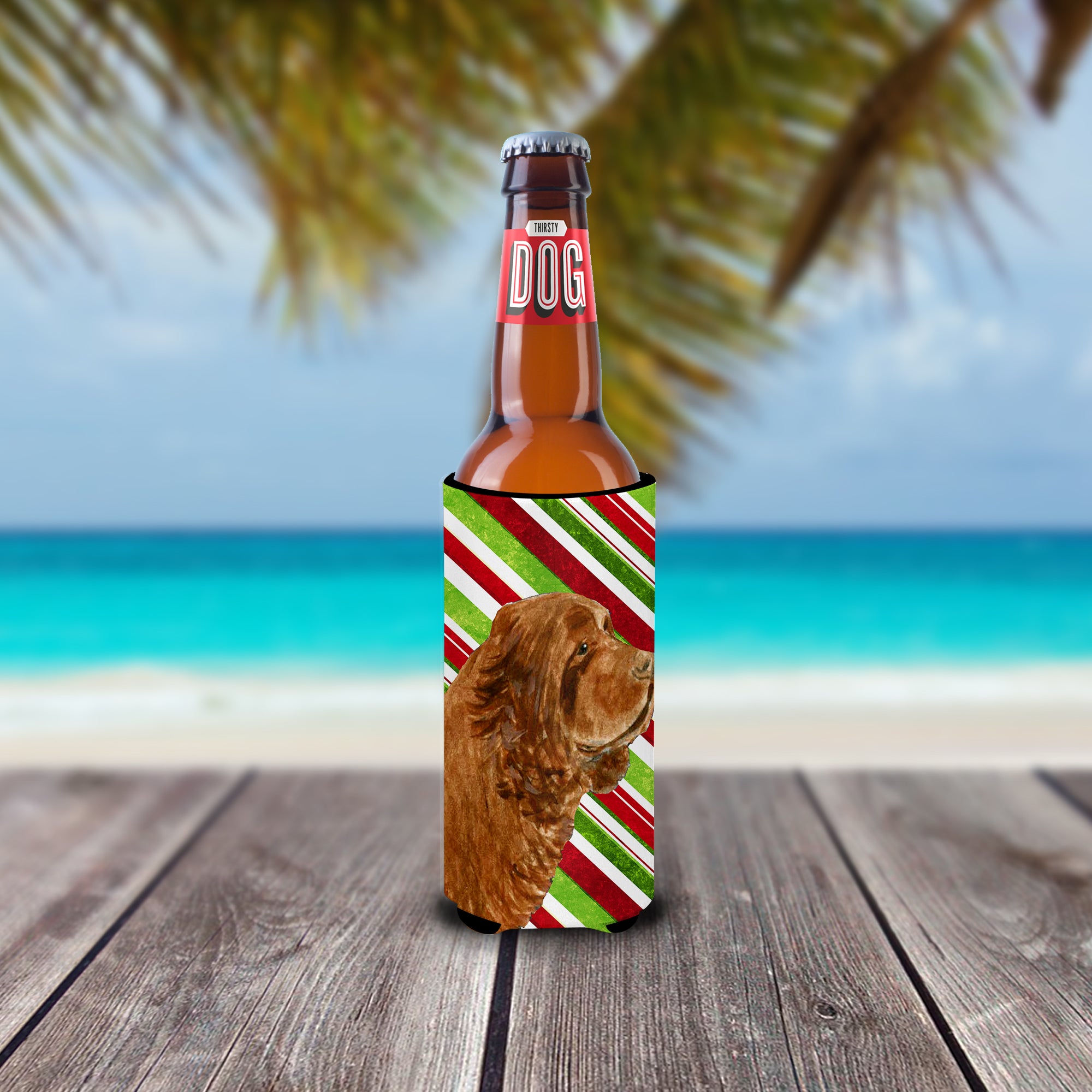 Sussex Spaniel Candy Cane Holiday Christmas Ultra Beverage Isolateurs pour canettes minces SS4579MUK