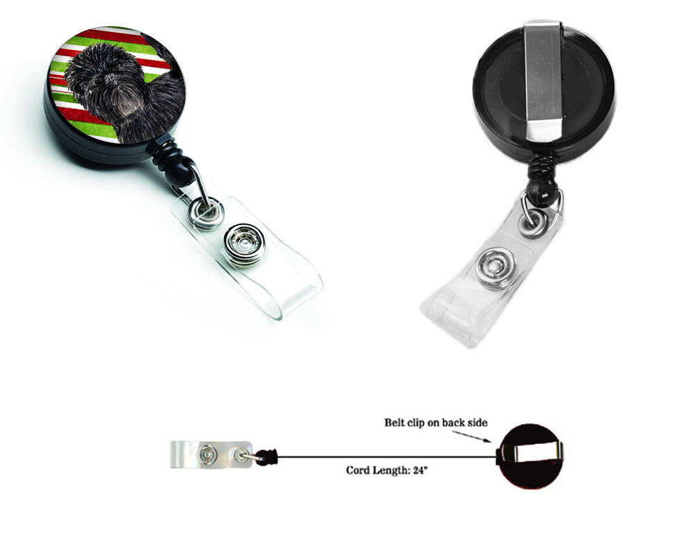 Affenpinscher Candy Cane Holiday Christmas Retractable Badge Reel SS4580BR  the-store.com.