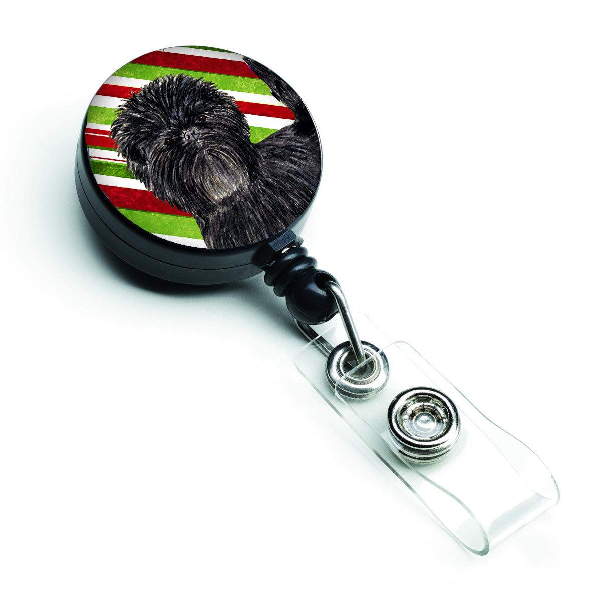 Affenpinscher Candy Cane Holiday Christmas Retractable Badge Reel SS4580BR  the-store.com.