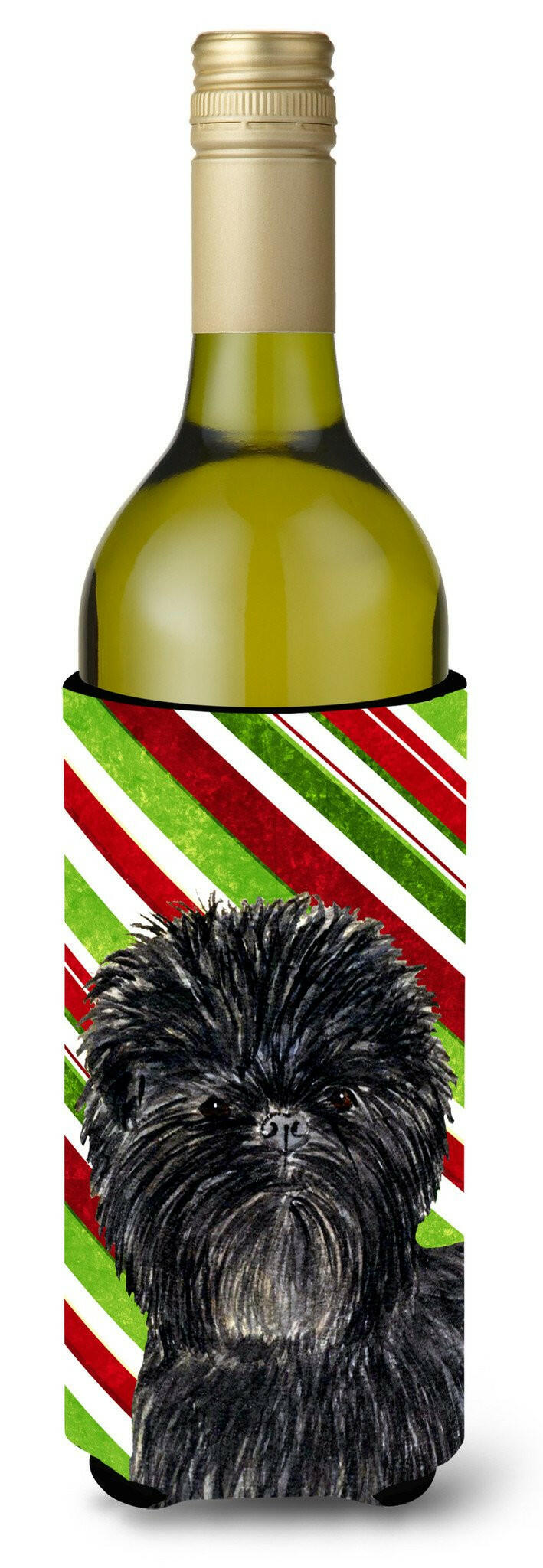 Affenpinscher Candy Cane Holiday Christmas Wine Bottle Beverage Insulator Beverage Insulator Hugger by Caroline&#39;s Treasures