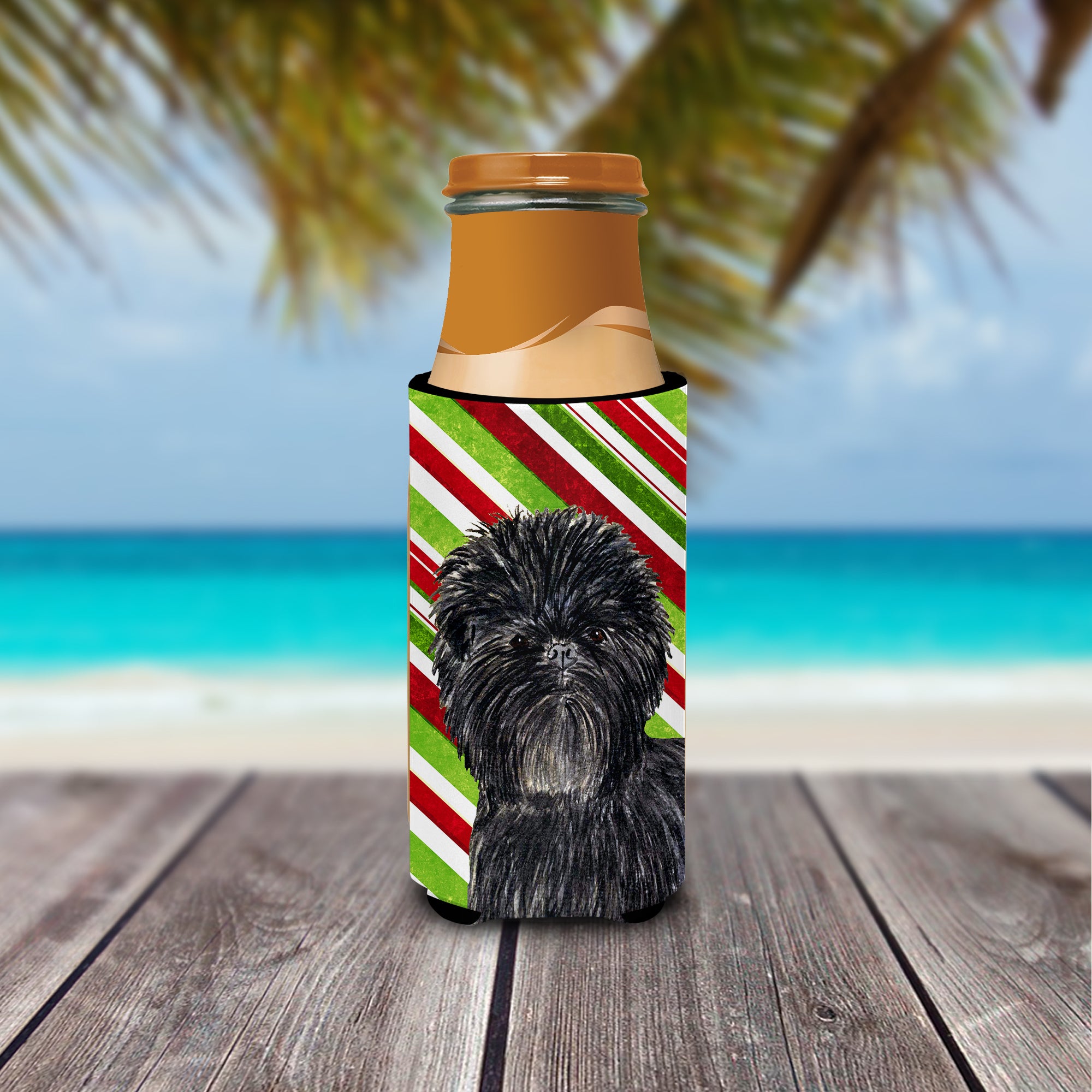 Affenpinscher Candy Cane Holiday Christmas Ultra Beverage Insulators for slim cans SS4580MUK.