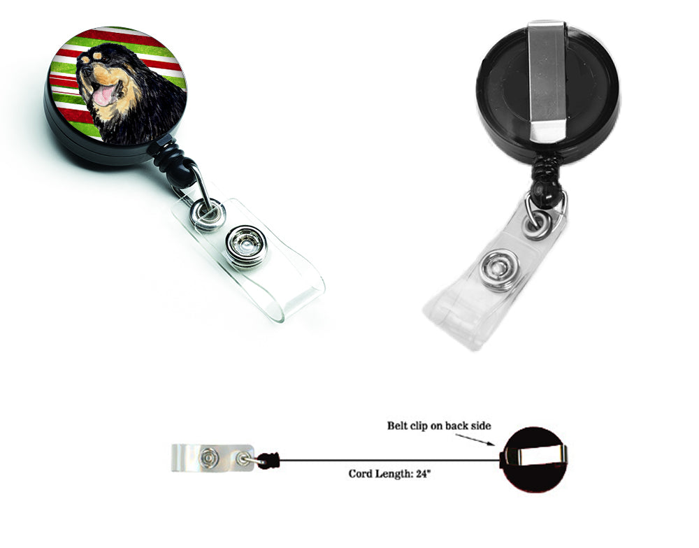 Tibetan Mastiff Candy Cane Holiday Christmas Retractable Badge Reel SS4581BR  the-store.com.