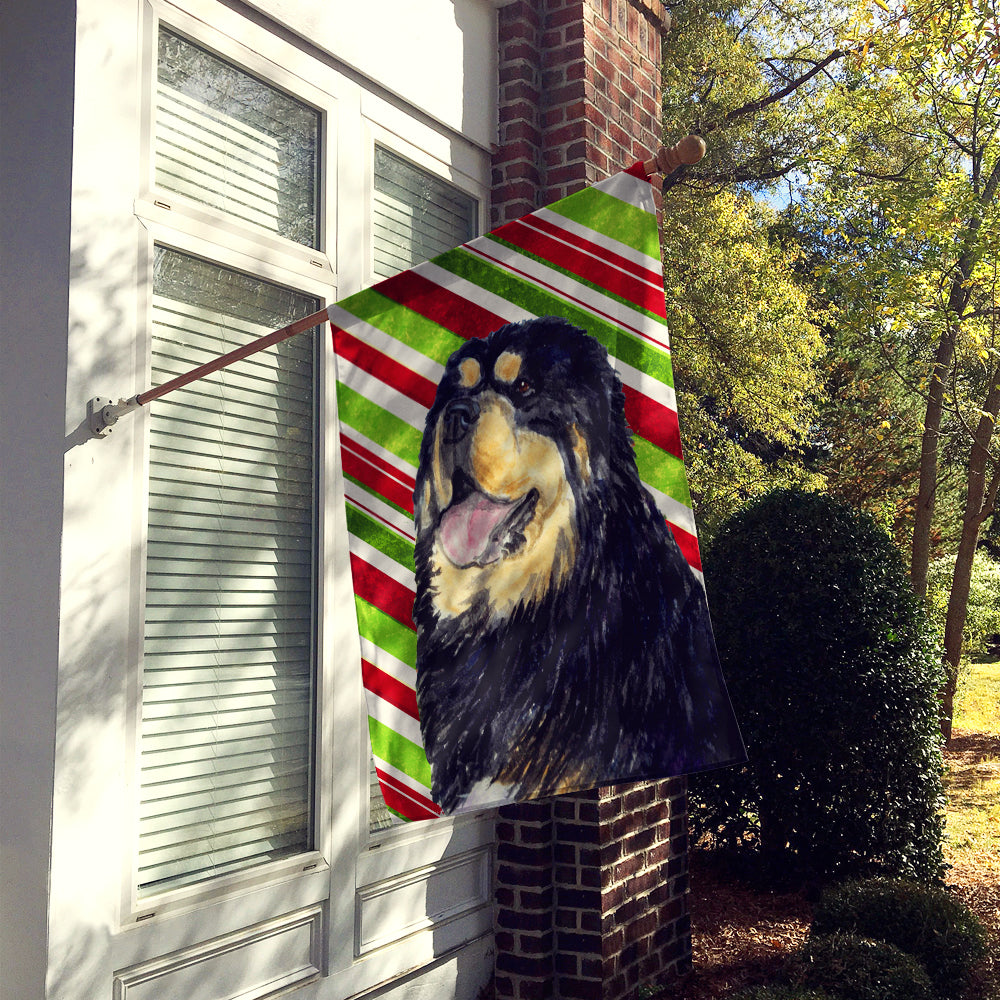 Tibetan Mastiff Candy Cane Holiday Christmas Flag Canvas House Size  the-store.com.