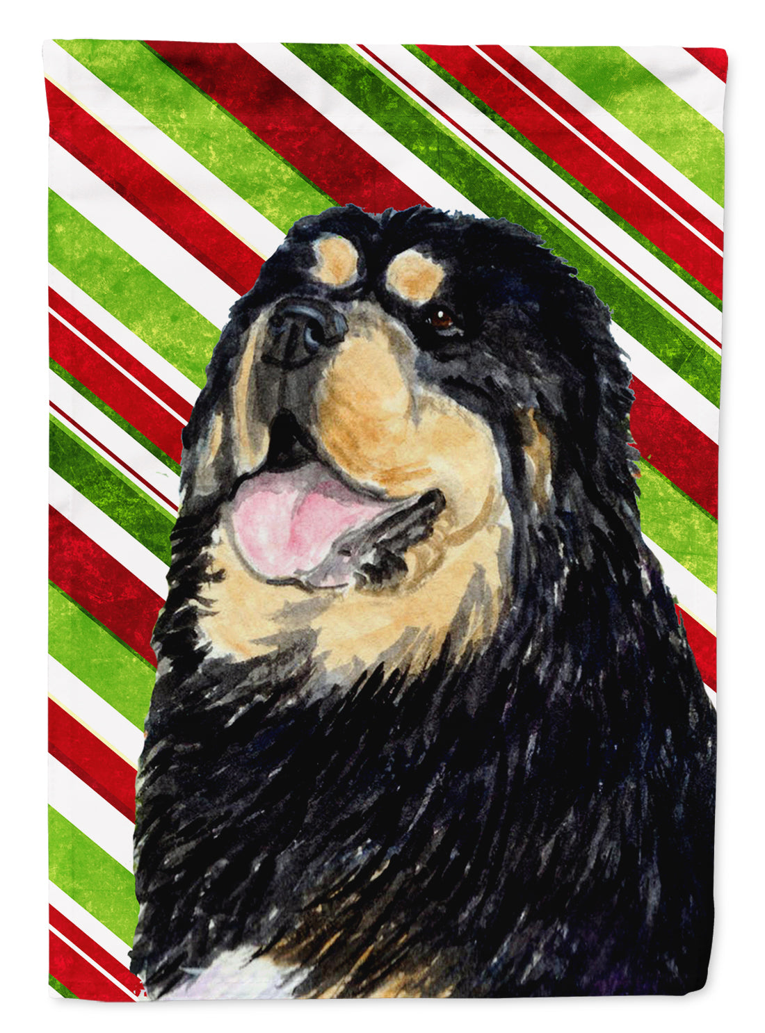 Tibetan Mastiff Candy Cane Holiday Christmas Flag Canvas House Size