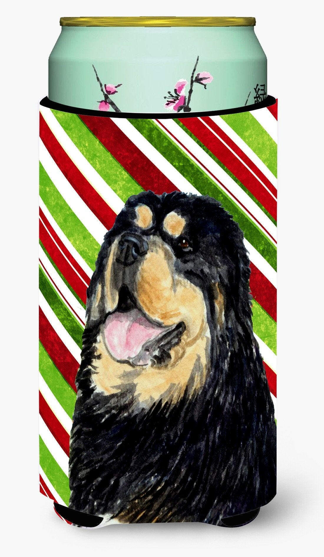 Tibetan Mastiff Candy Cane Holiday Christmas  Tall Boy Beverage Insulator Beverage Insulator Hugger by Caroline&#39;s Treasures