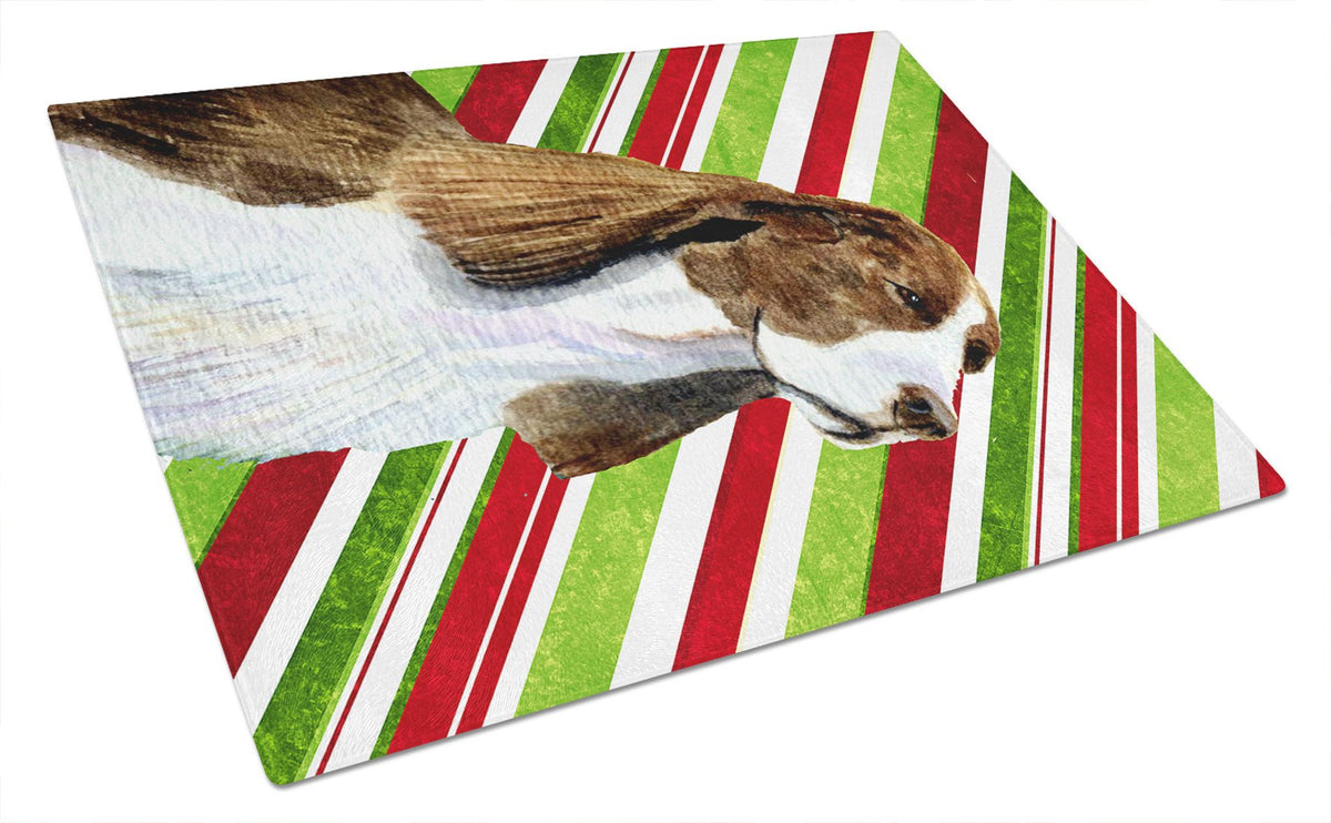 Springer Spaniel Candy Cane Holiday Christmas Glass Cutting Board Large by Caroline&#39;s Treasures