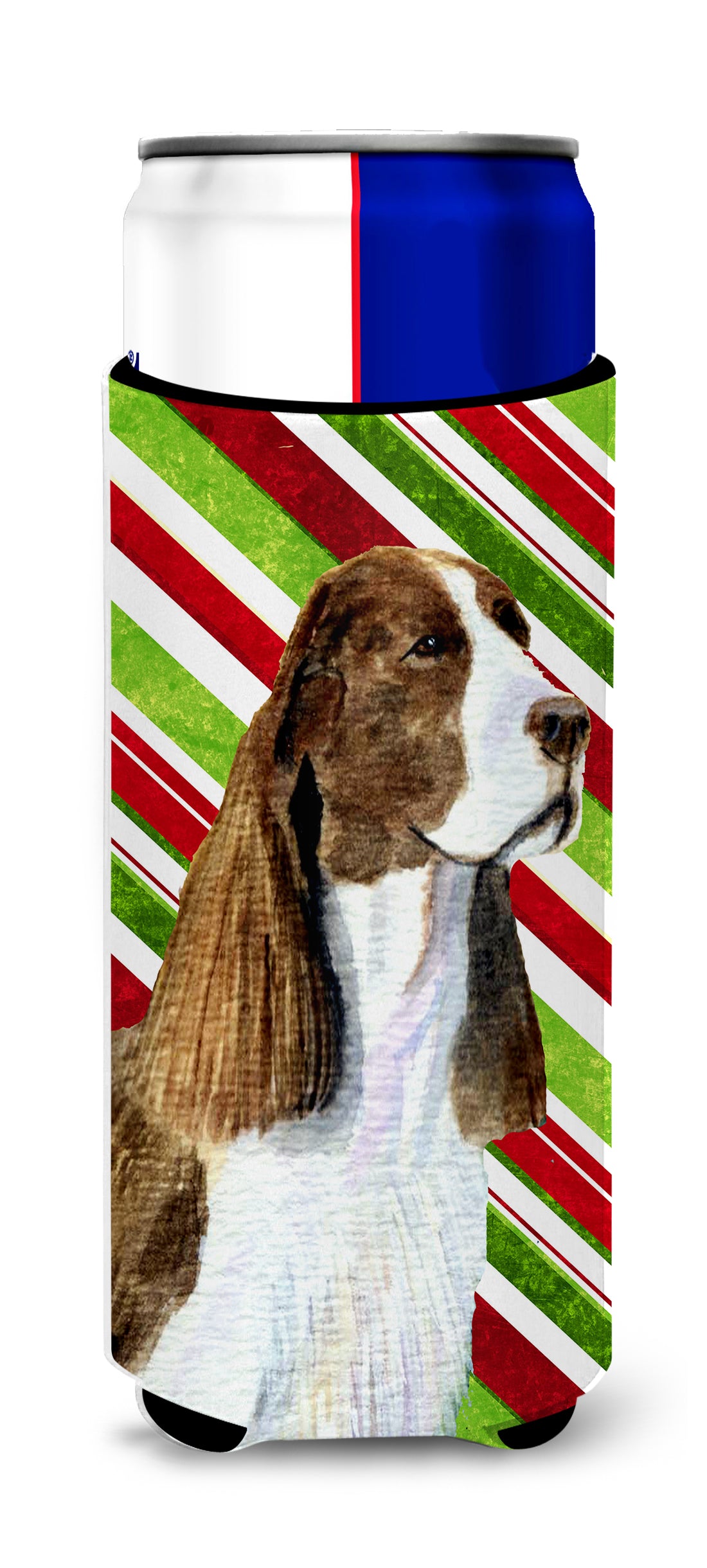 Springer Spaniel Candy Cane Holiday Christmas Ultra Beverage Insulators for slim cans SS4582MUK.