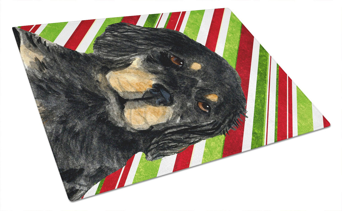 Gordon Setter Candy Cane Holiday Christmas Glass Cutting Board Large by Caroline&#39;s Treasures