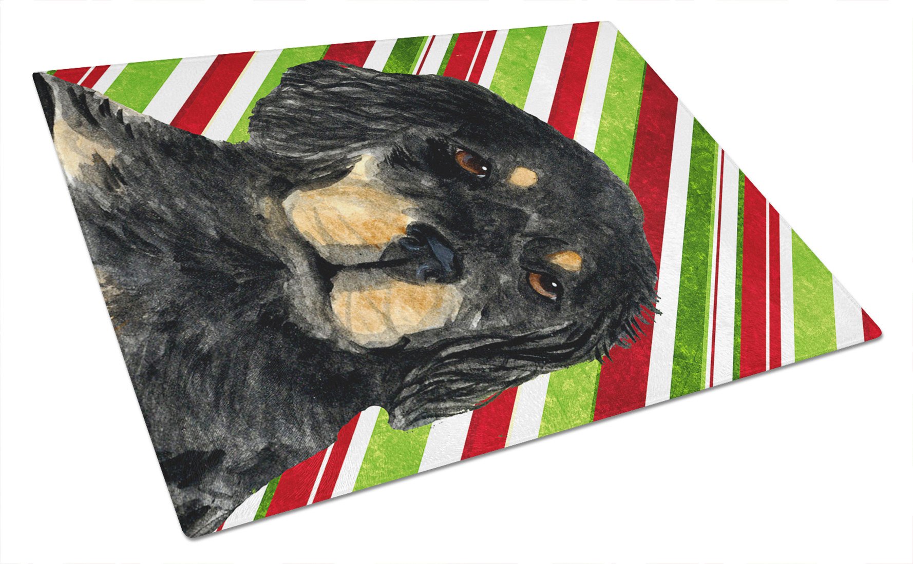 Gordon Setter Candy Cane Holiday Christmas Glass Cutting Board Large by Caroline's Treasures