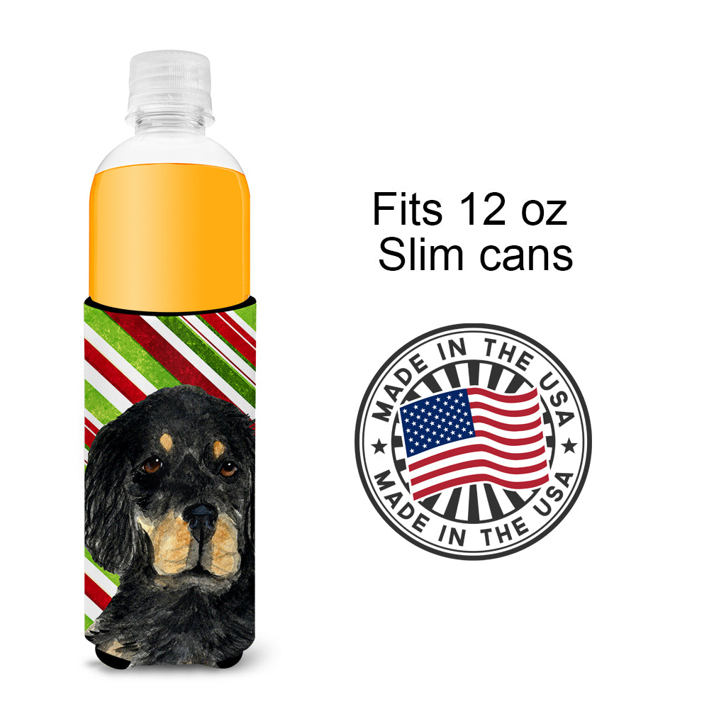 Gordon Setter Candy Cane Holiday Christmas Ultra Beverage Insulators for slim cans SS4584MUK
