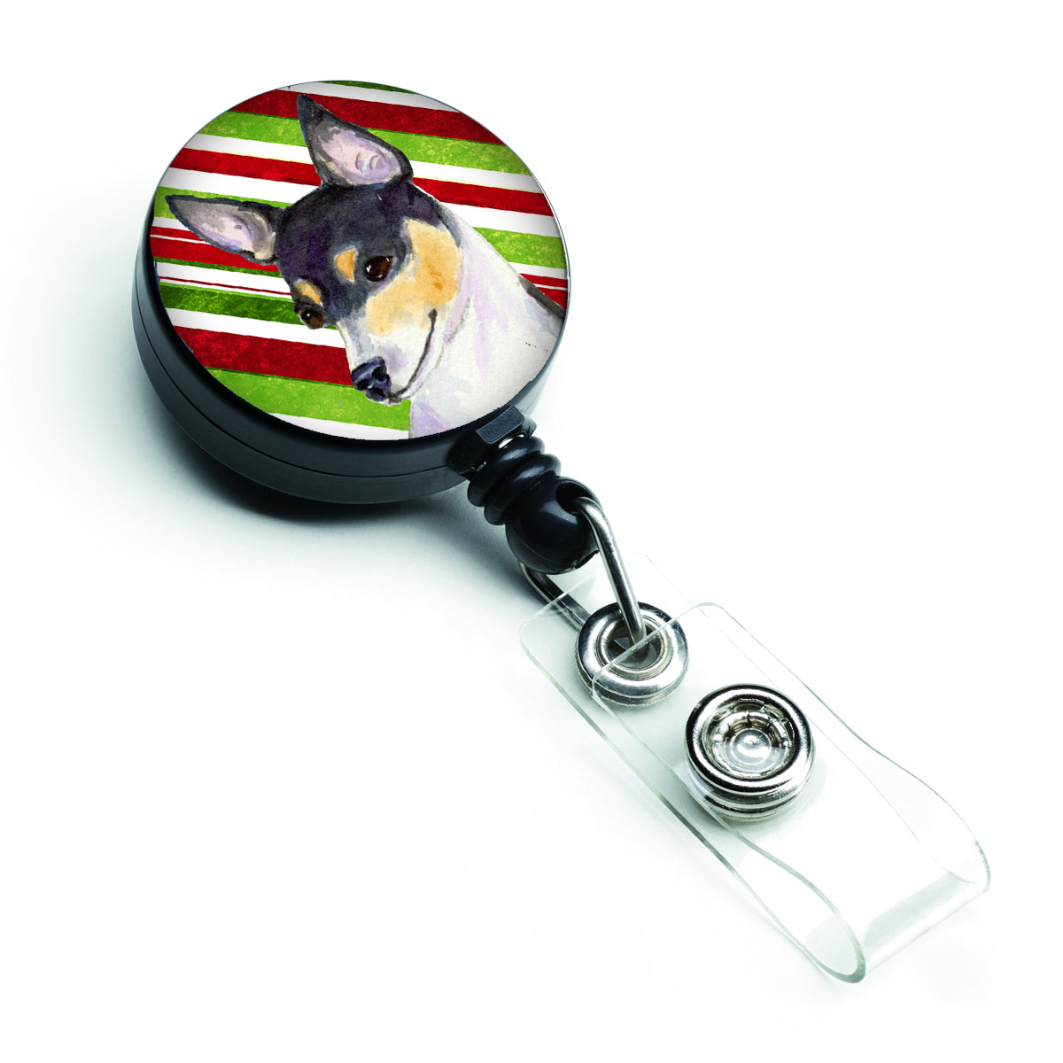 Chihuahua Candy Cane Holiday Christmas Retractable Badge Reel SS4587BR
