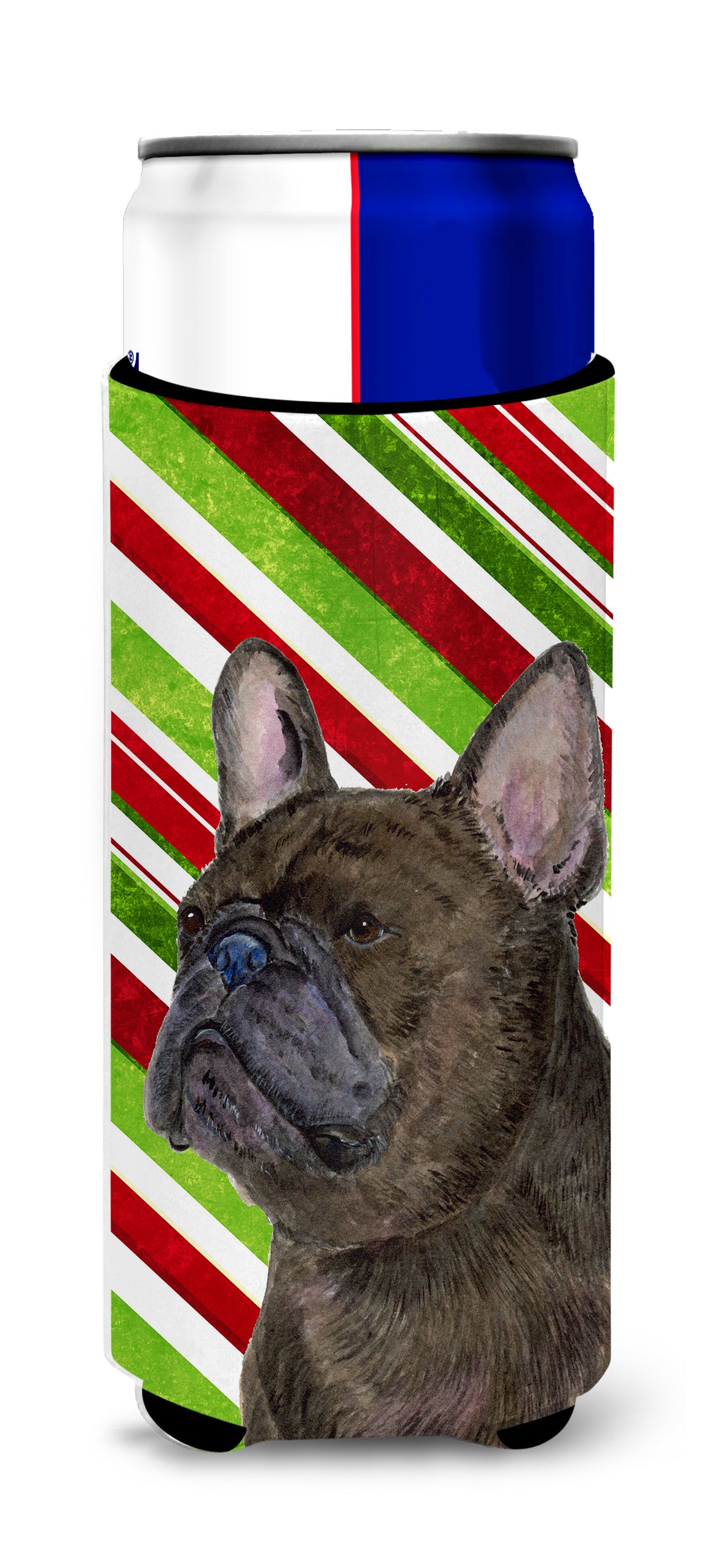French Bulldog Candy Cane Holiday Christmas Ultra Beverage Insulators for slim cans SS4588MUK