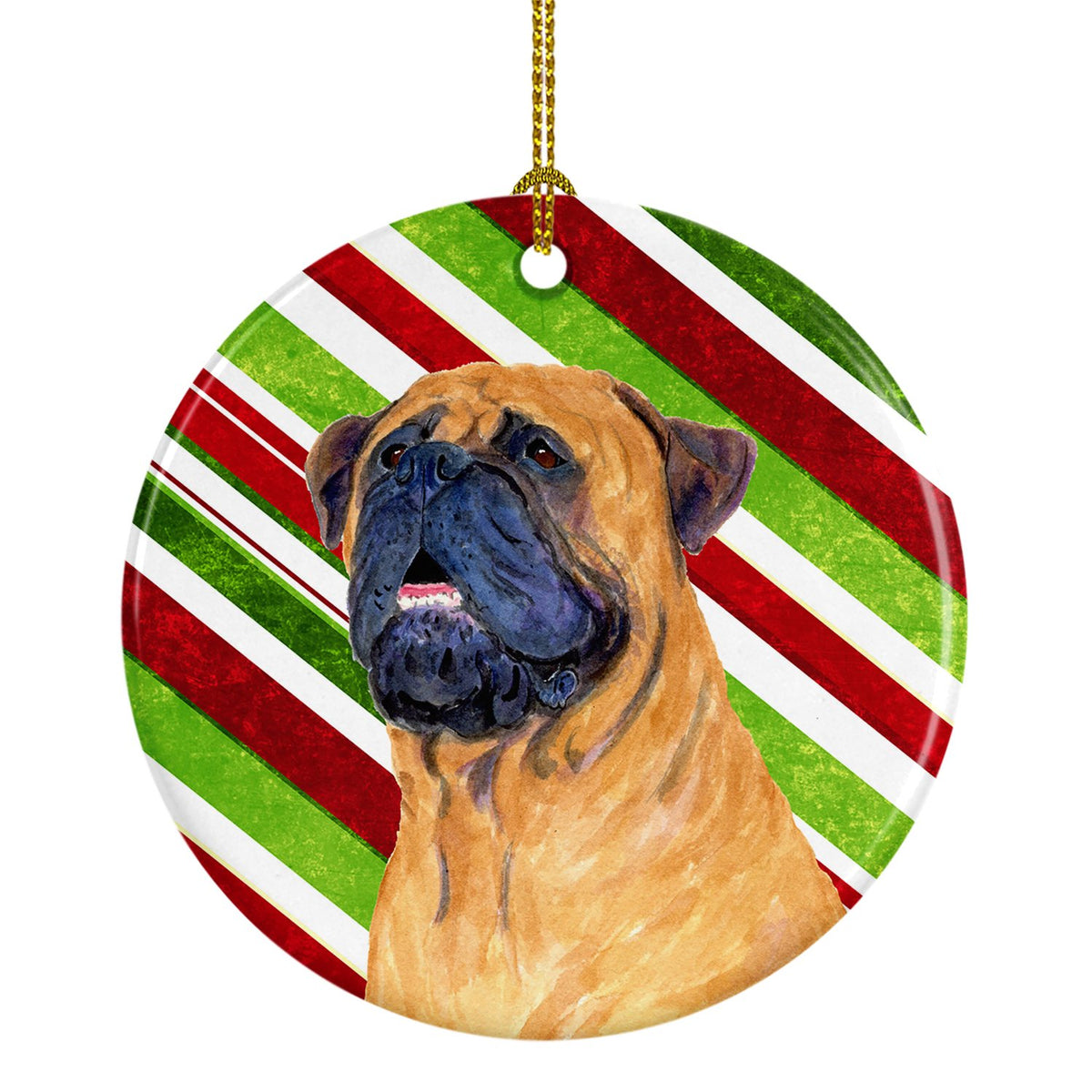 Mastiff Candy Cane Holiday Christmas Ceramic Ornament SS4589 by Caroline&#39;s Treasures