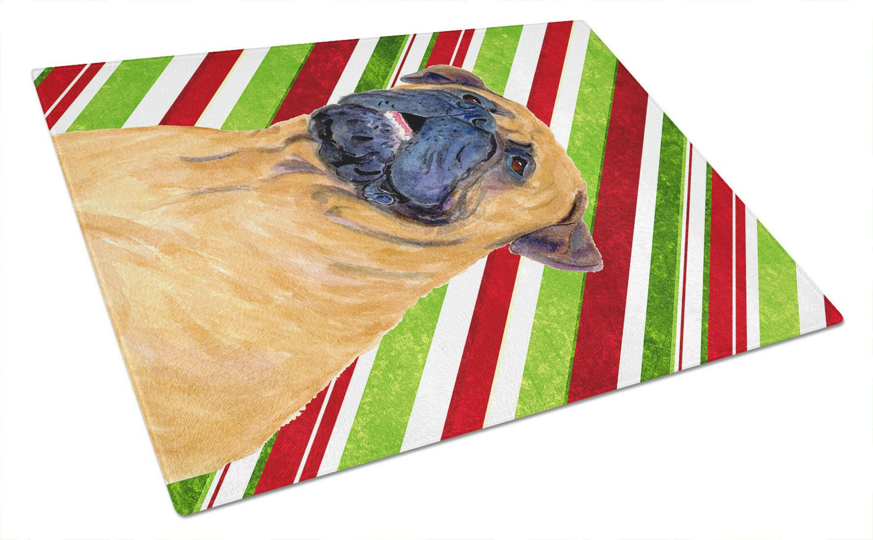 Mastiff Candy Cane Holiday Christmas Glass Cutting Board Large by Caroline's Treasures