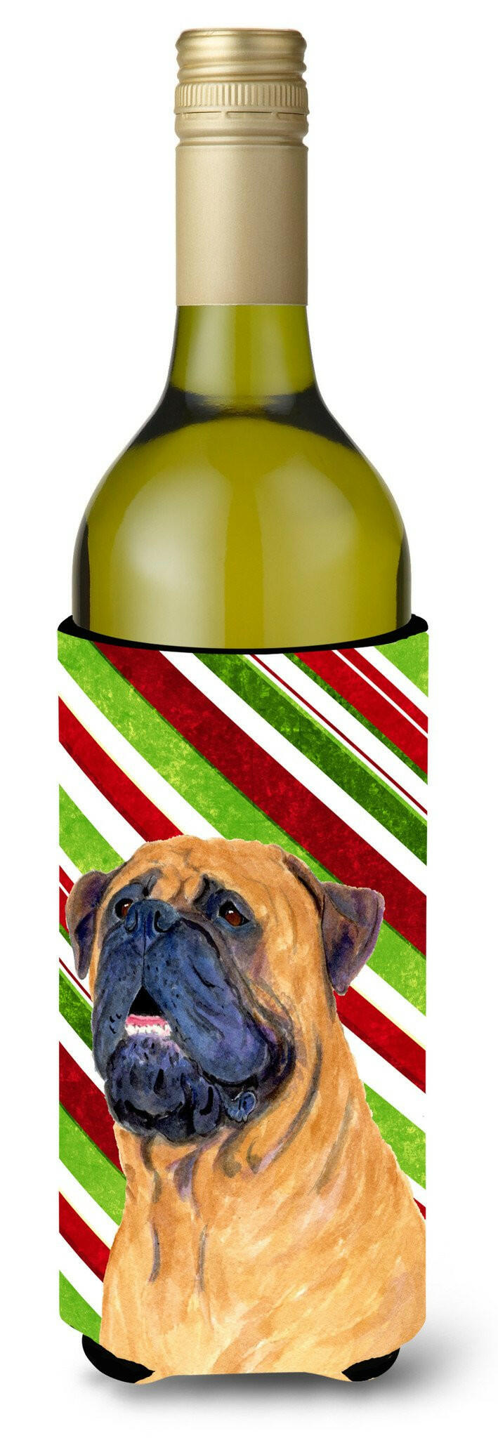 Mastiff Candy Cane Holiday Christmas Wine Bottle Beverage Insulator Beverage Insulator Hugger SS4589LITERK by Caroline&#39;s Treasures