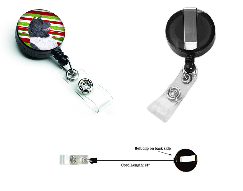 Akita Candy Cane Holiday Christmas Retractable Badge Reel SS4590BR  the-store.com.