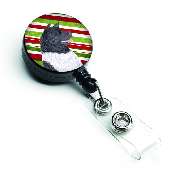 Akita Candy Cane Holiday Christmas Retractable Badge Reel SS4590BR