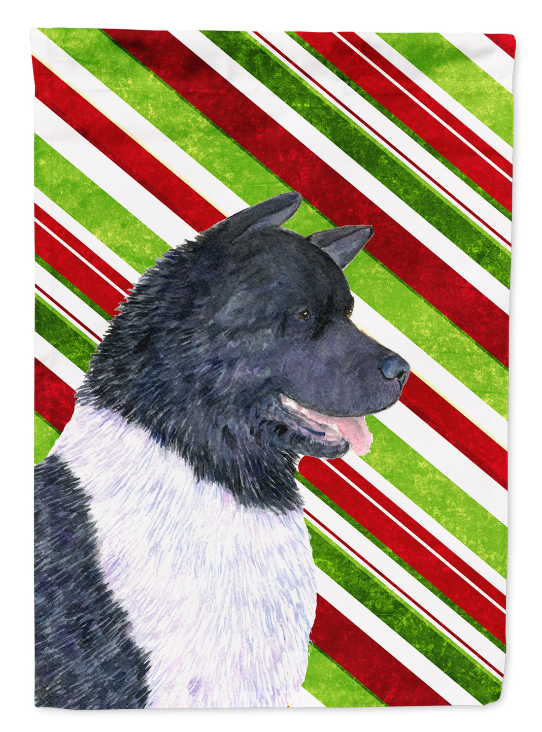 Akita Candy Cane Holiday Christmas Flag Canvas House Size  the-store.com.