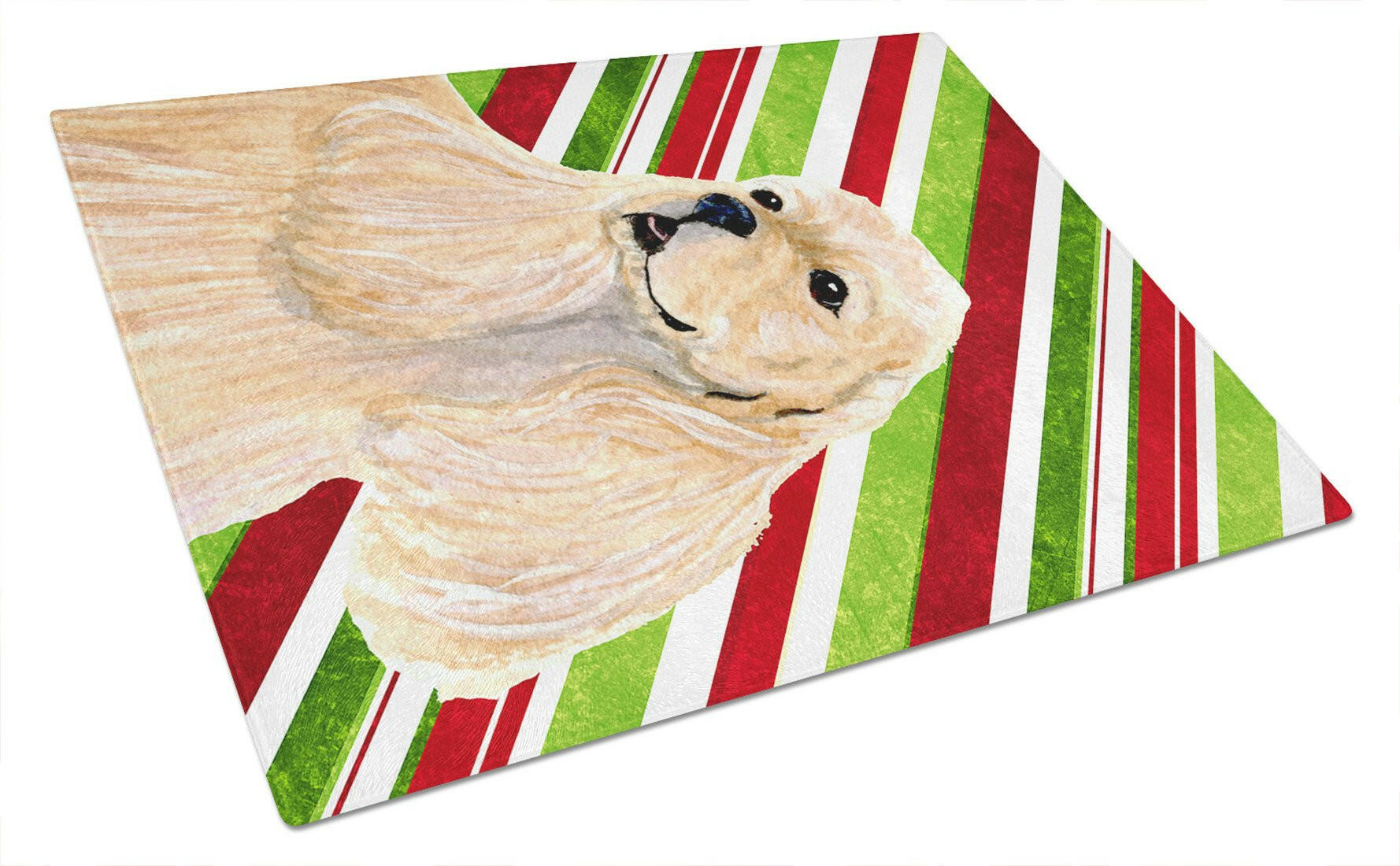 Cocker Spaniel Candy Cane Holiday Christmas Glass Cutting Board Large by Caroline's Treasures