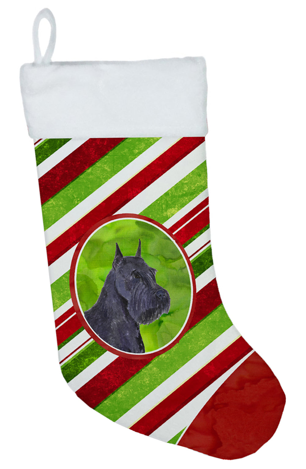 Schnauzer Candy Cane Stripe Holiday Christmas Stocking SS4592