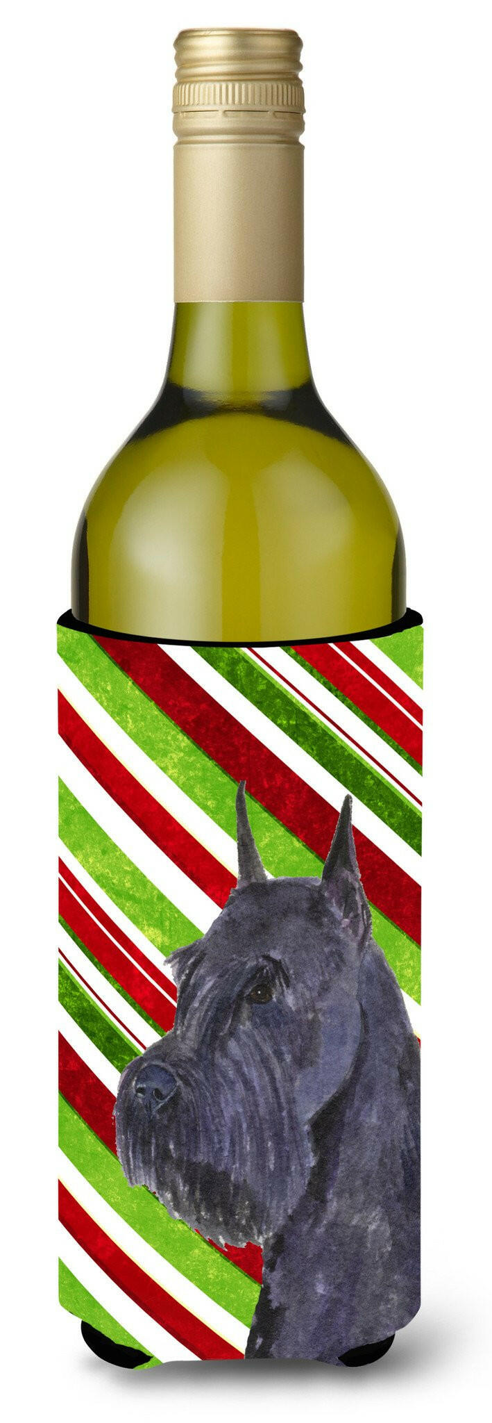 Schnauzer Candy Cane Holiday Christmas Wine Bottle Beverage Insulator Beverage Insulator Hugger SS4592LITERK by Caroline&#39;s Treasures