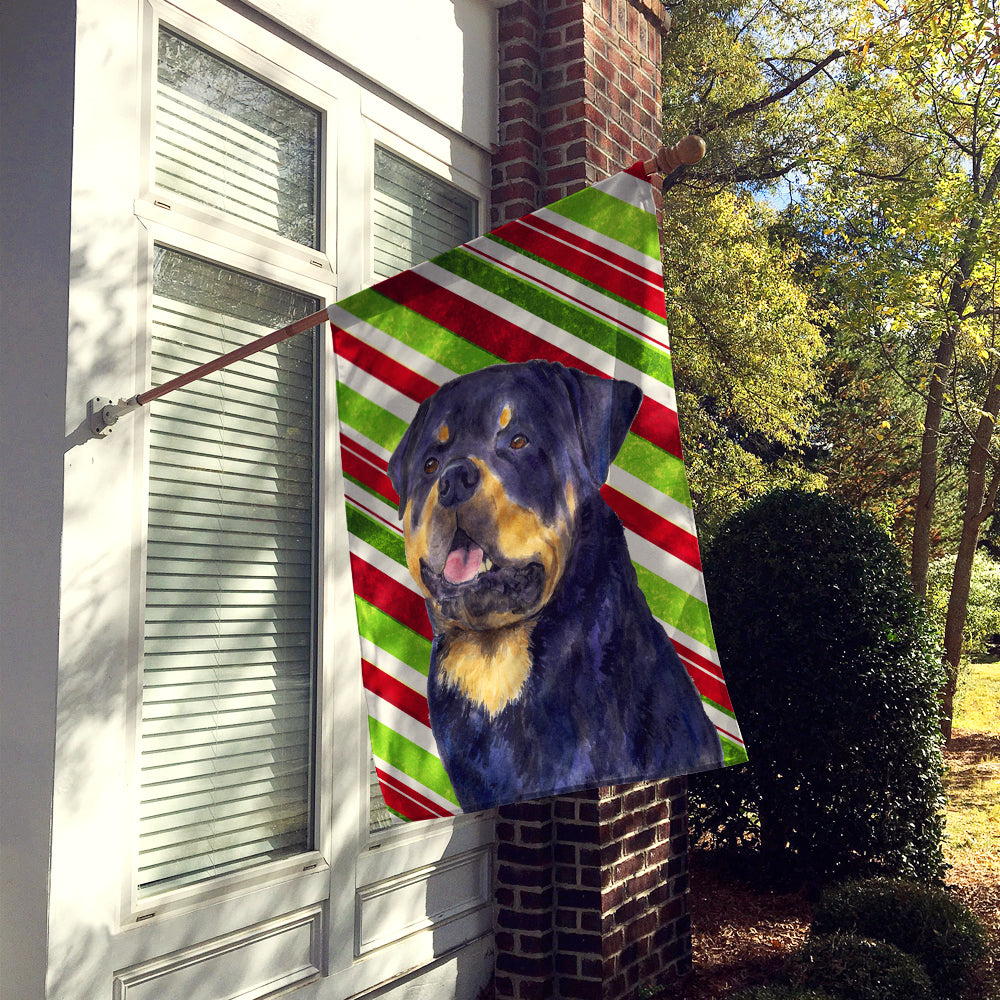 Rottweiler Candy Cane Holiday Christmas Flag Canvas House Size  the-store.com.
