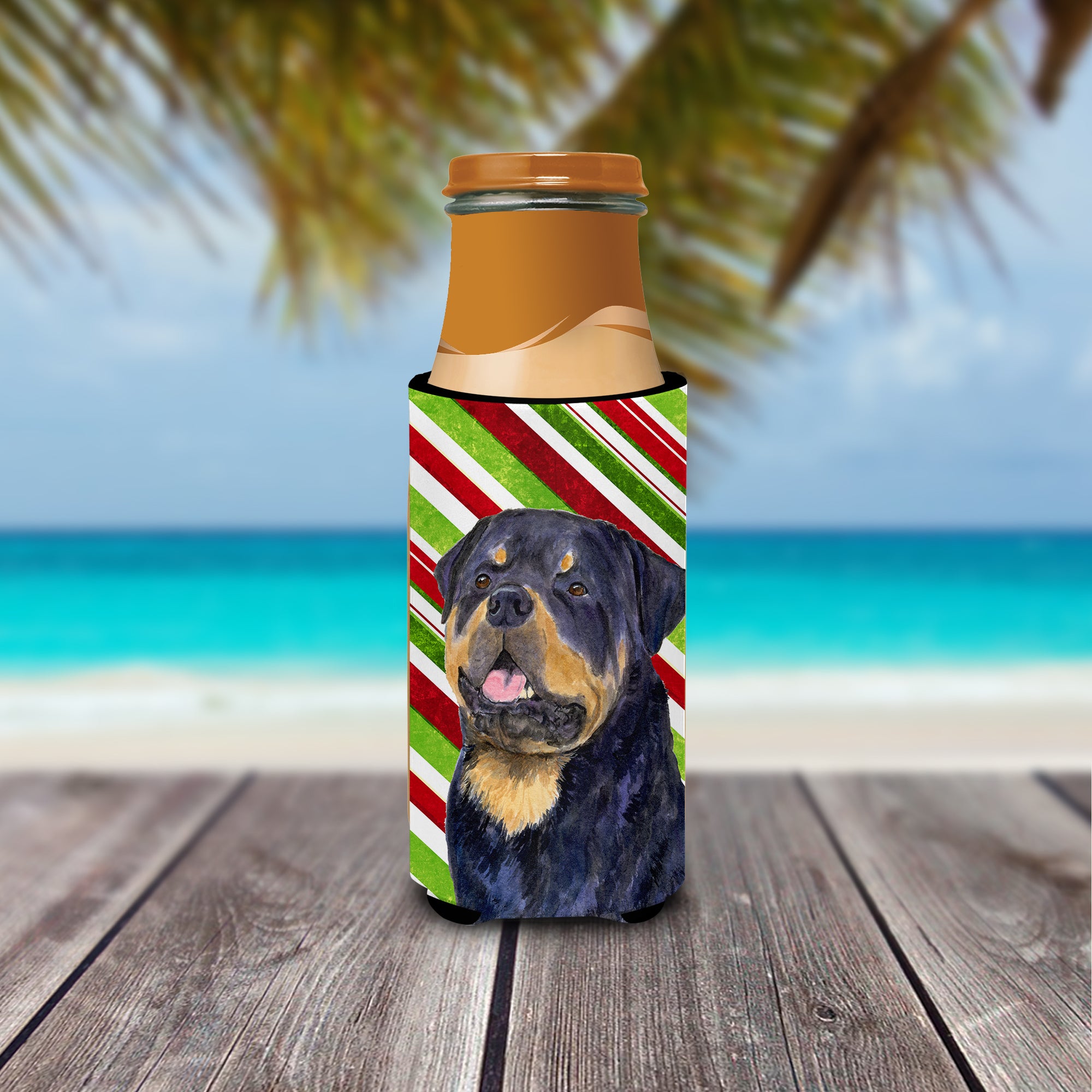 Rottweiler Candy Cane Holiday Christmas Ultra Beverage Insulators for slim cans SS4593MUK
