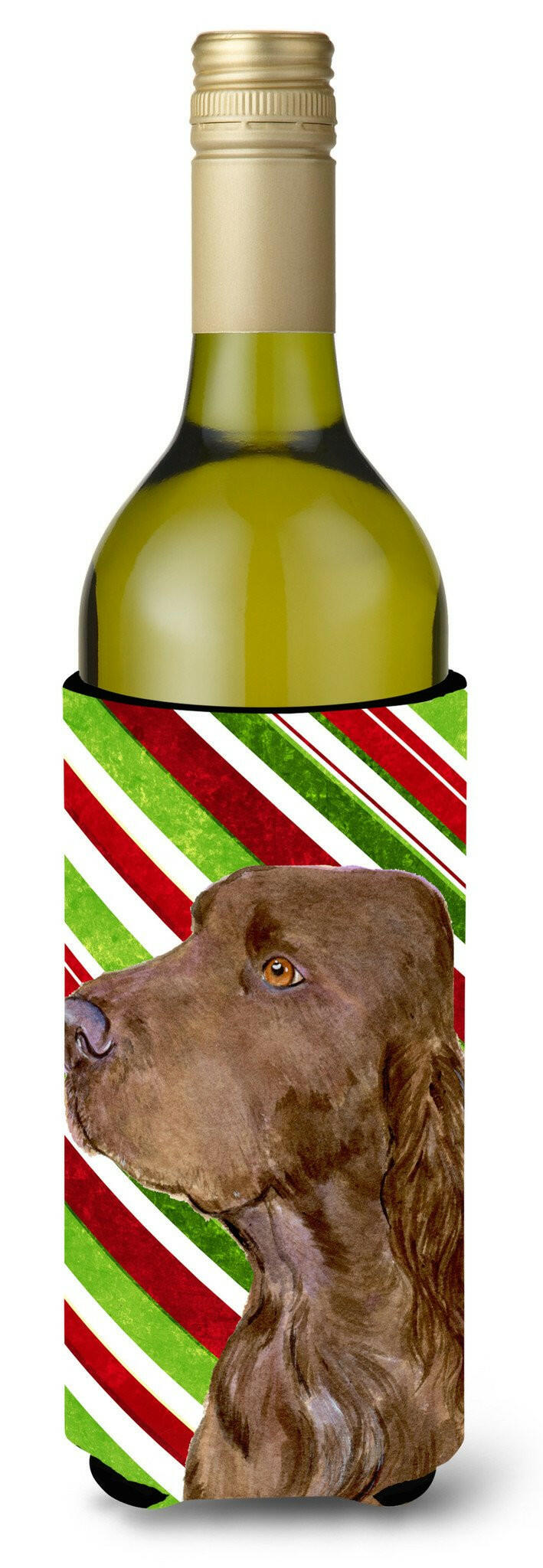 Field Spaniel Candy Cane Holiday Christmas Wine Bottle Beverage Insulator Beverage Insulator Hugger by Caroline&#39;s Treasures