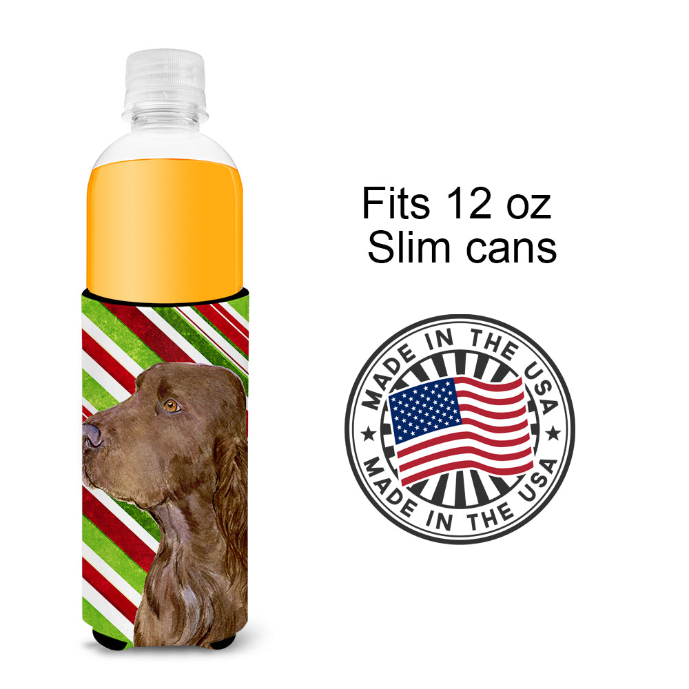 Field Spaniel Candy Cane Holiday Christmas Ultra Beverage Insulators for slim cans SS4594MUK
