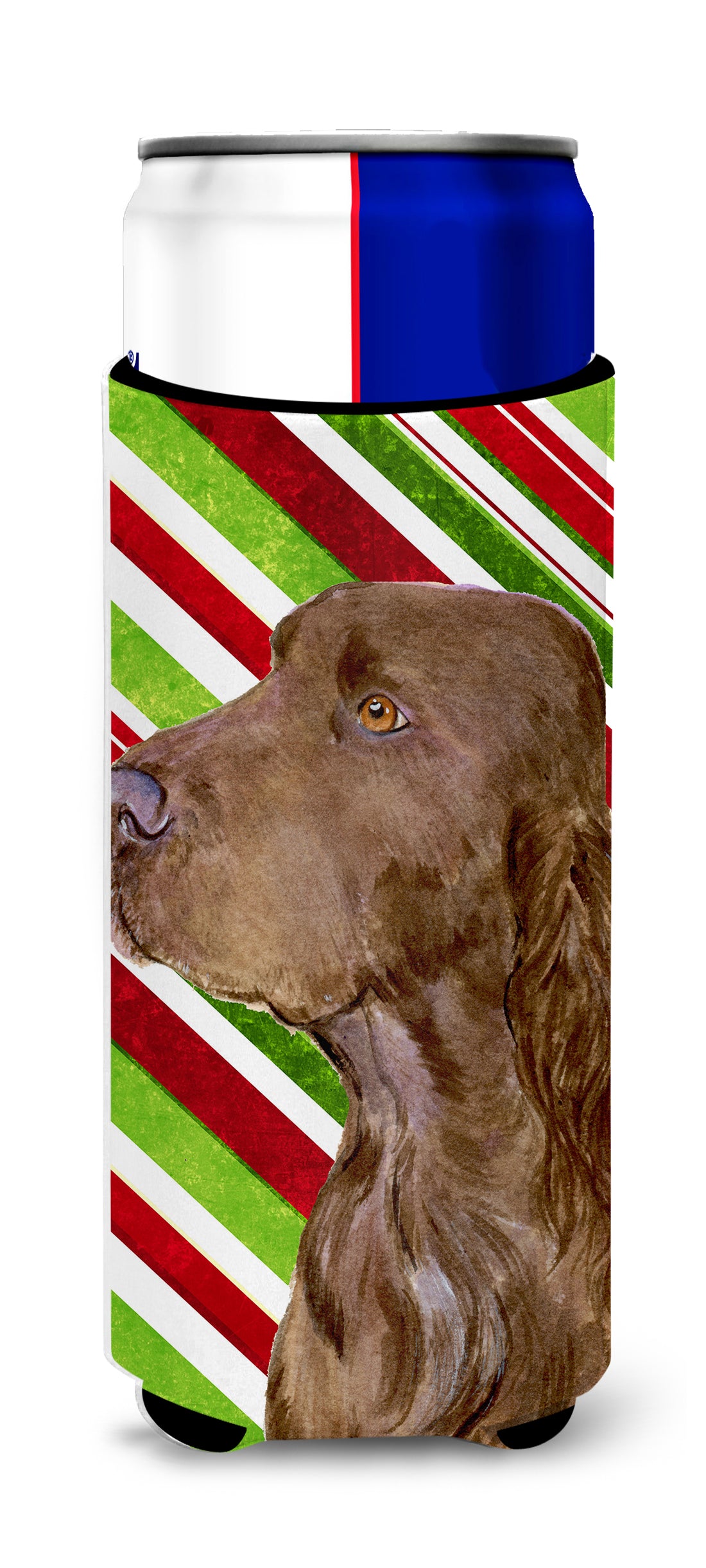 Field Spaniel Candy Cane Holiday Christmas Ultra Beverage Insulators for slim cans SS4594MUK.