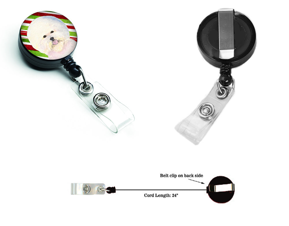 Bichon Frise Candy Cane Holiday Christmas Retractable Badge Reel SS4595BR  the-store.com.