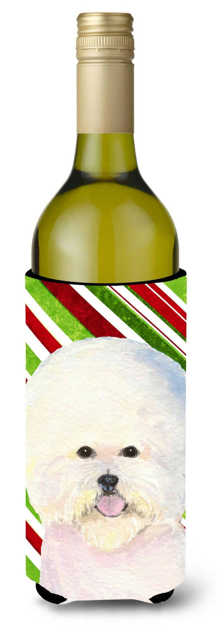 Bichon Frise Candy Cane Holiday Christmas Wine Bottle Beverage Insulator Beverage Insulator Hugger by Caroline&#39;s Treasures