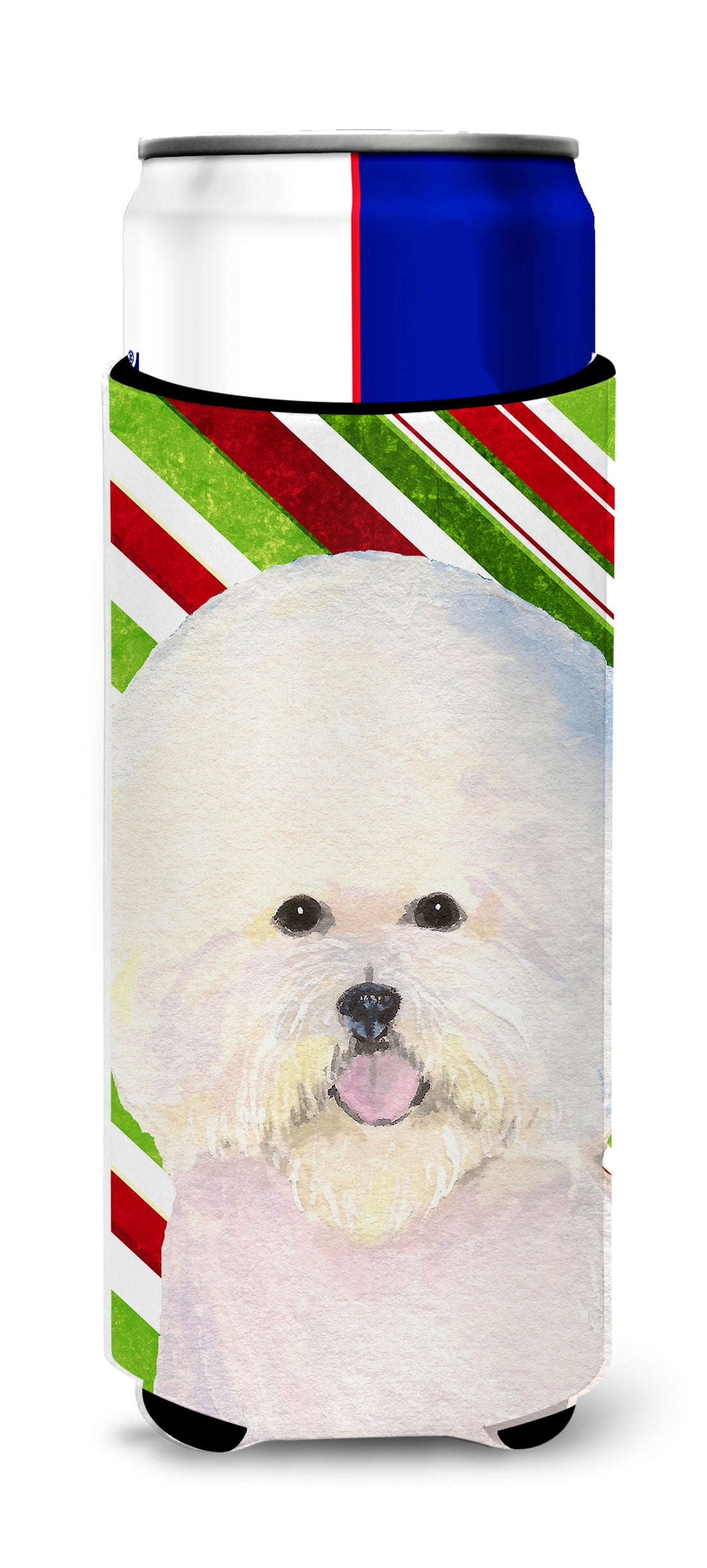 Bichon Frise Candy Cane Holiday Christmas Ultra Beverage Insulators for slim cans SS4595MUK.