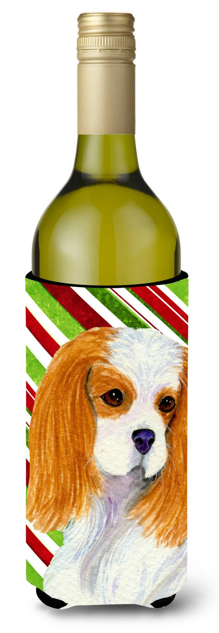 Cavalier Spaniel Candy Cane Holiday Christmas Wine Bottle Beverage Insulator Beverage Insulator Hugger by Caroline&#39;s Treasures