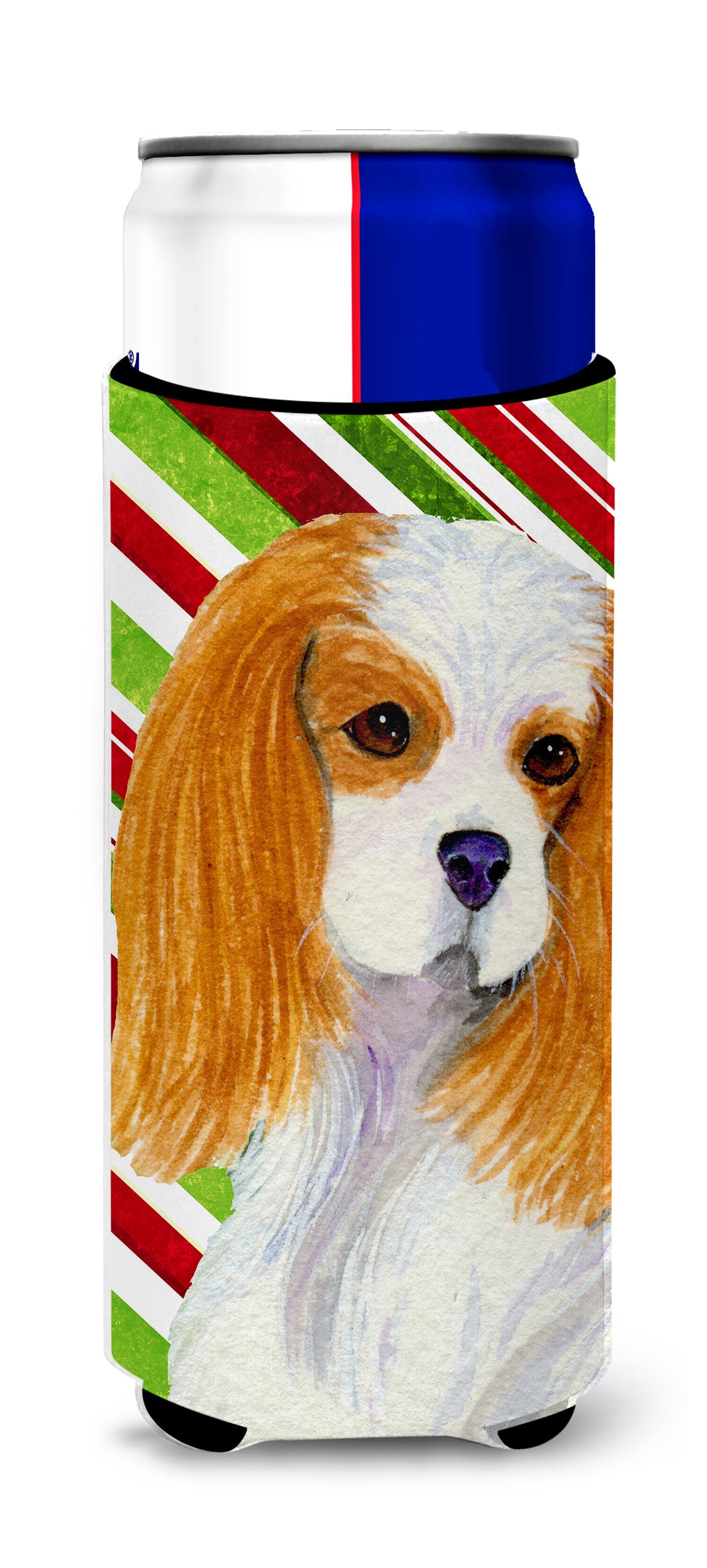 Cavalier Spaniel Candy Cane Holiday Christmas Ultra Beverage Insulators for slim cans SS4596MUK.