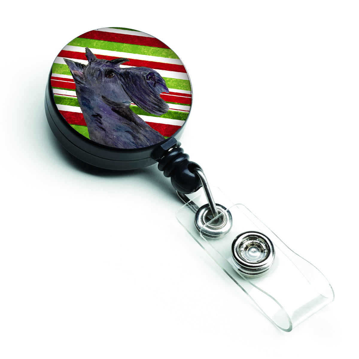Scottish Terrier Candy Cane Holiday Christmas Retractable Badge Reel SS4598BR