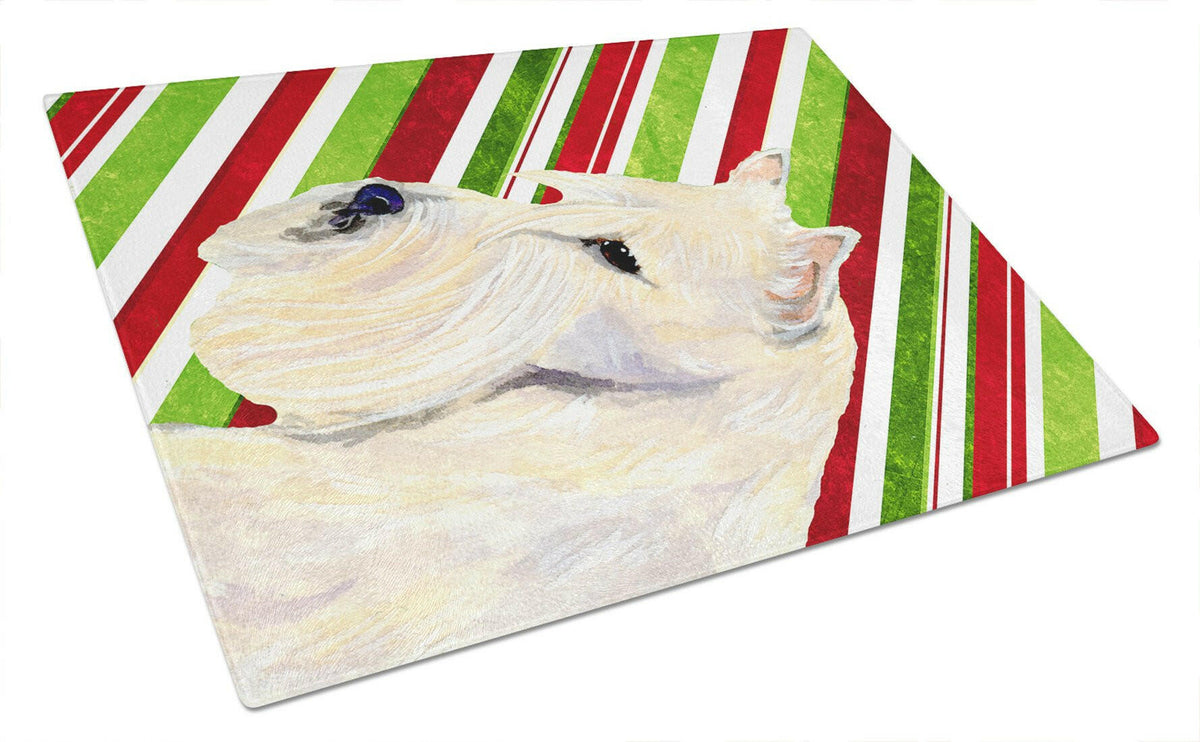 Scottish Terrier Candy Cane Holiday Christmas Glass Cutting Board Large by Caroline&#39;s Treasures