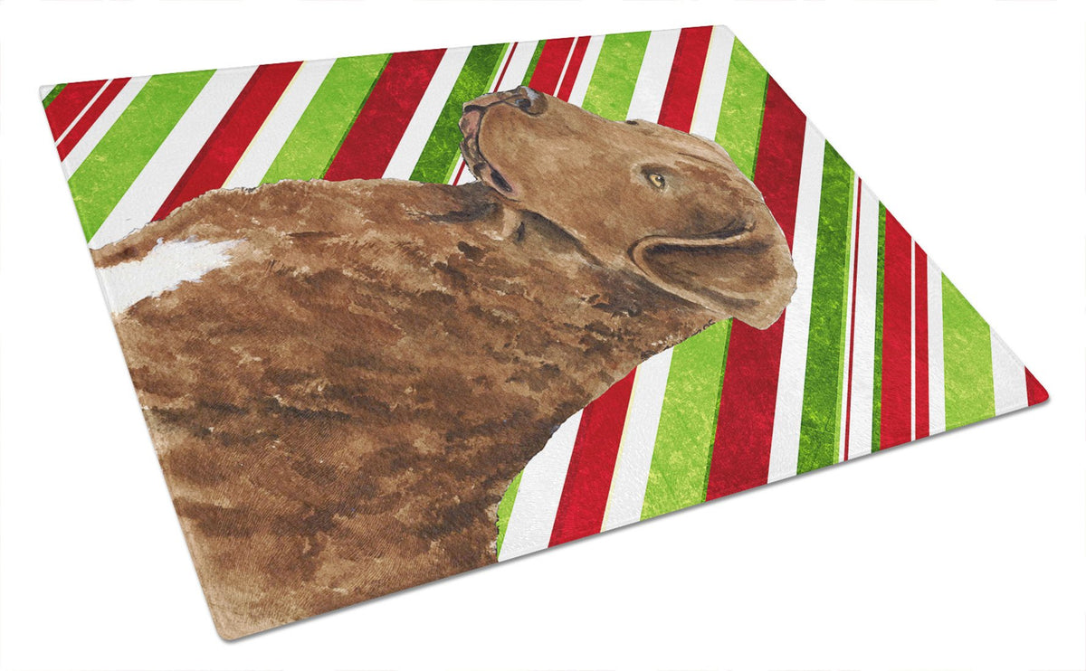 Chesapeake Bay Retriever Candy Cane Holiday Christmas Glass Cutting Board Large by Caroline&#39;s Treasures