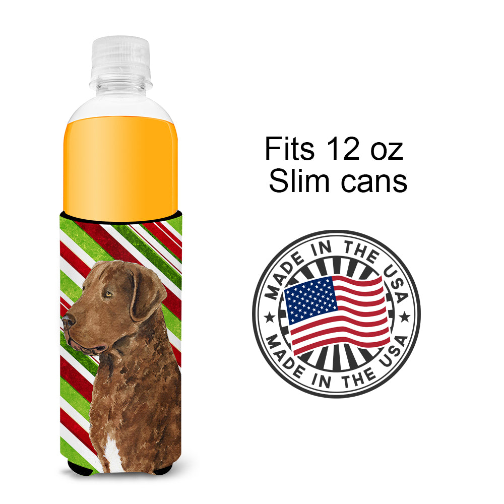 Chesapeake Bay Retriever Candy Cane Holiday Christmas Ultra Beverage Insulators for slim cans SS4600MUK.