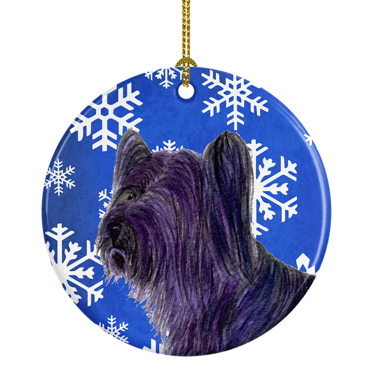 Skye Terrier Winter Snowflakes Holiday Christmas Ceramic Ornament SS4601 by Caroline&#39;s Treasures