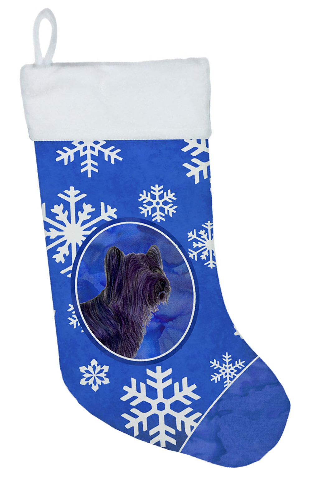 Skye Terrier Winter Snowflakes Christmas Stocking SS4601  the-store.com.